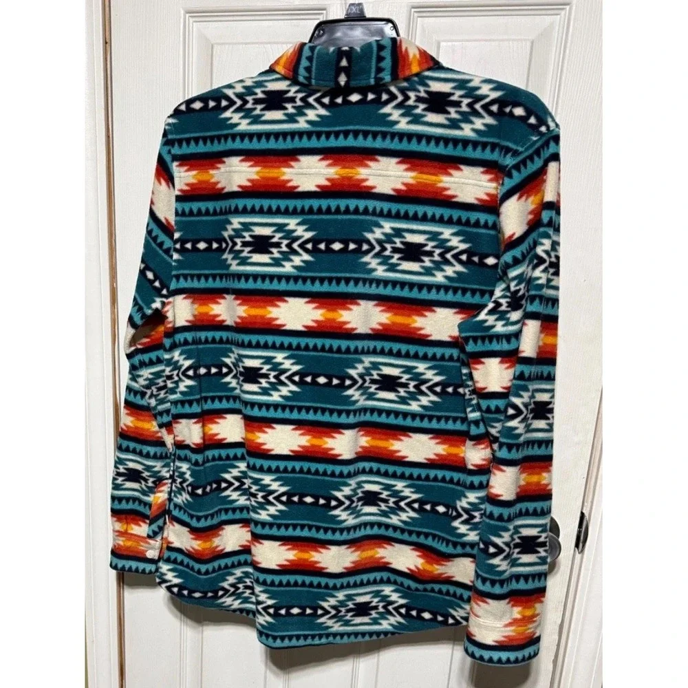 RF Brand Aztec Fleece Shirt Jacket Mens Large Southwestern Snap Front
